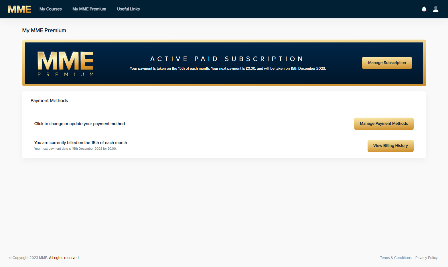 To view your billing history, click on View Billing History