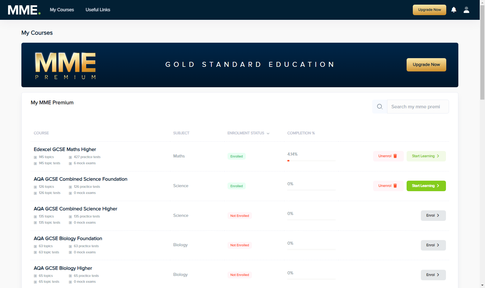 Now you have enrolled on the course, press the Start Learning button to access that course in the future.